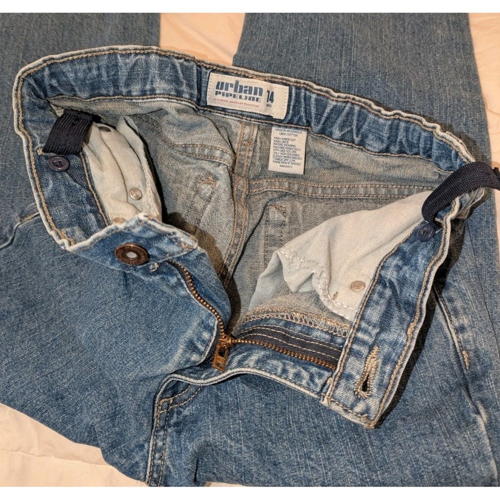 Y2K Baggy Wide Leg Denim Jeans Skater Grunge Kids Size‎ 14 Blue Wash - Picture 5 of 5